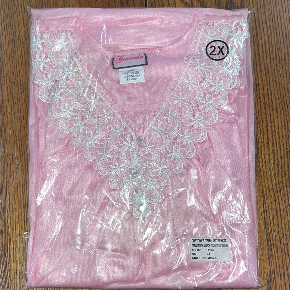 Vintage NOS Pink Lace Trim Nightgown